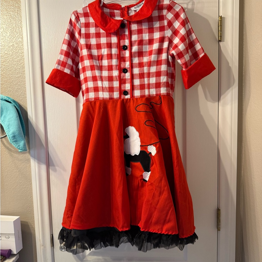 Red and White Checkered Kids Costume Dress
